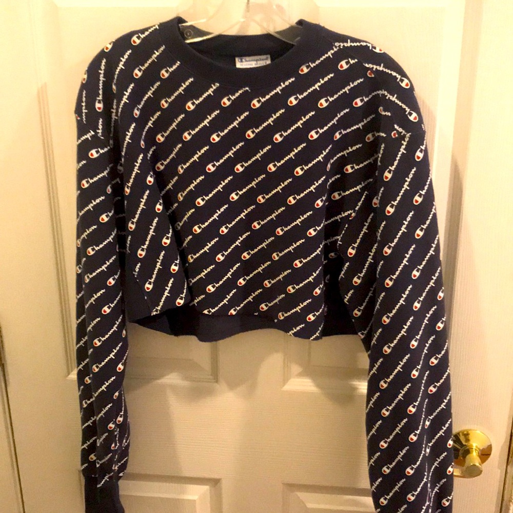 Champion Reverse Weave Logo Crop Crew Size XS